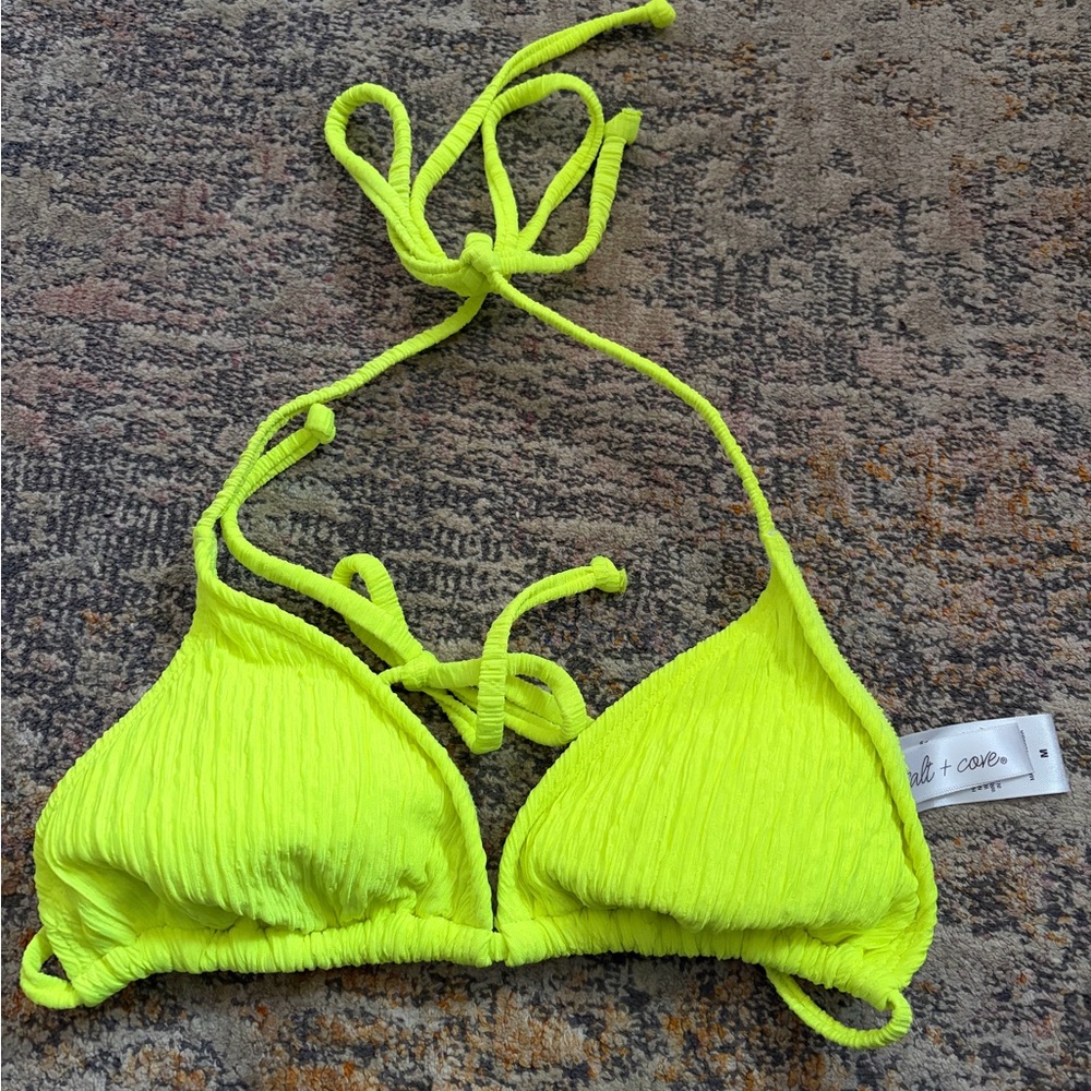 Salt + Cove Neon Yellow Triangle Bikini Top